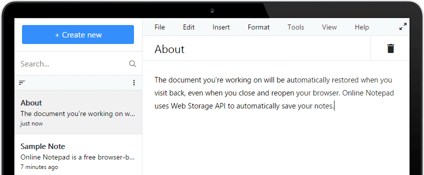 Lieseo Online Notepad Screenshot