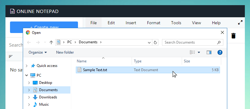 Open file dialog in Lieseo